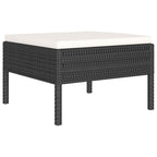 Set de muebles de jardín 4 pzas y cojines ratán sintético negro