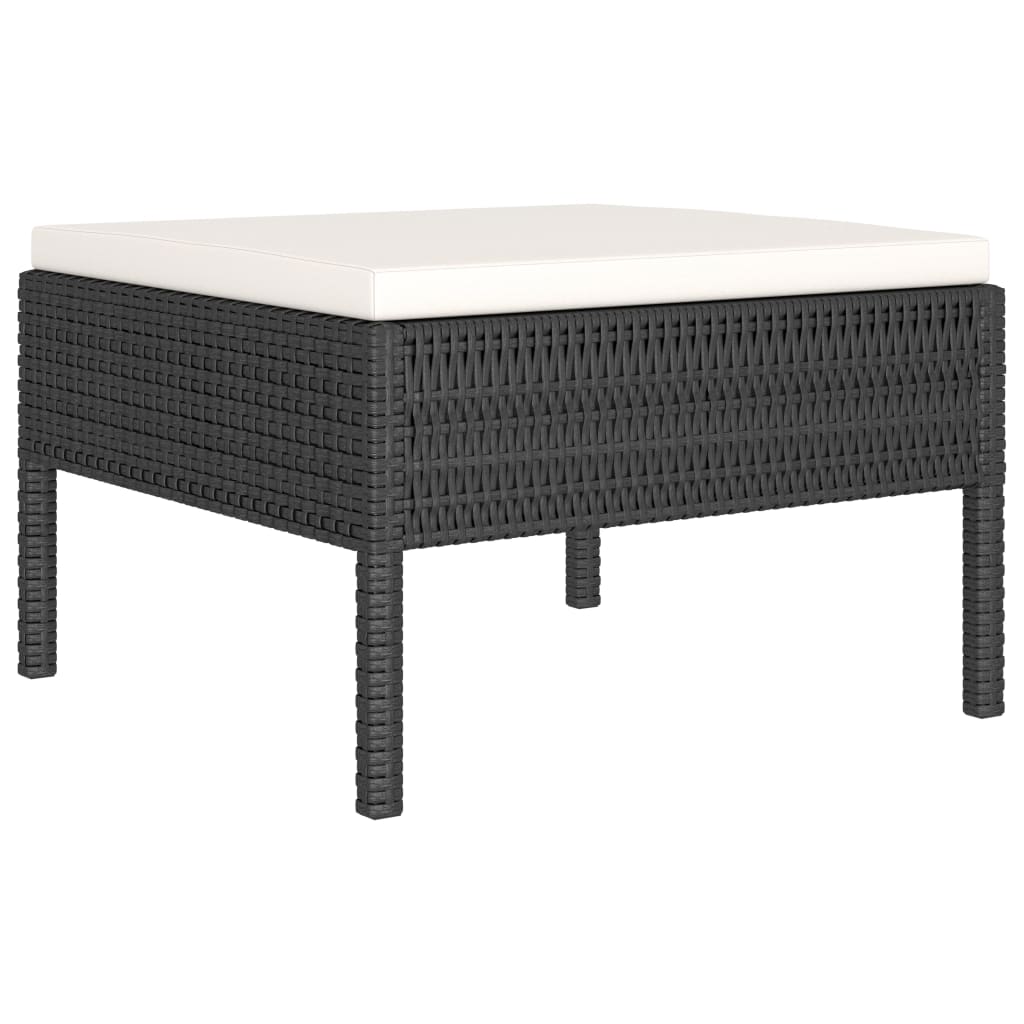Set de muebles de jardín 4 pzas y cojines ratán sintético negro