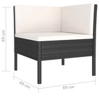 Set de muebles de jardín 4 pzas y cojines ratán sintético negro