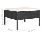 Set de muebles de jardín 4 pzas y cojines ratán sintético negro