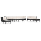 Set de muebles de jardín 10 pzas cojines ratán sintético negro