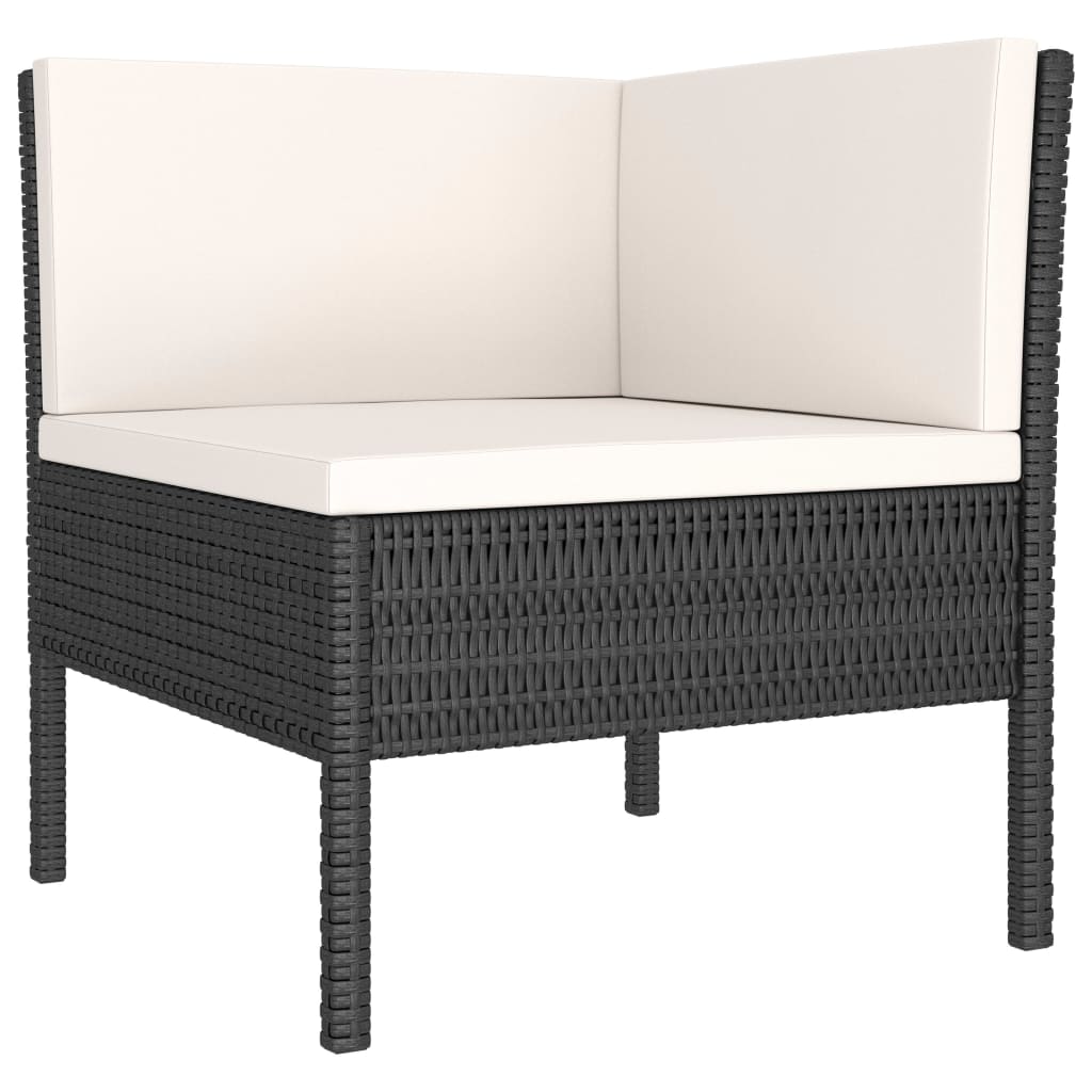 Set de muebles de jardín 10 pzas cojines ratán sintético negro