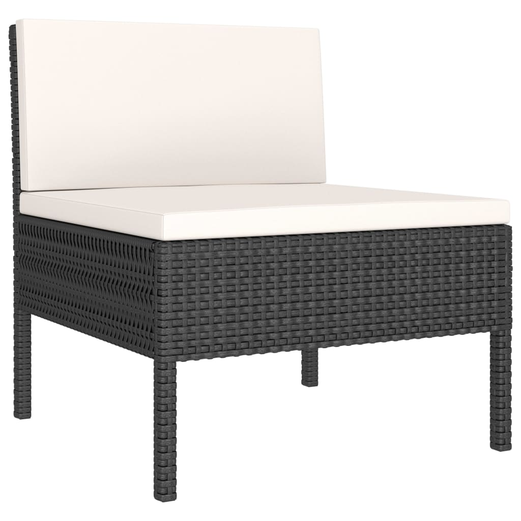 Set de muebles de jardín 10 pzas cojines ratán sintético negro