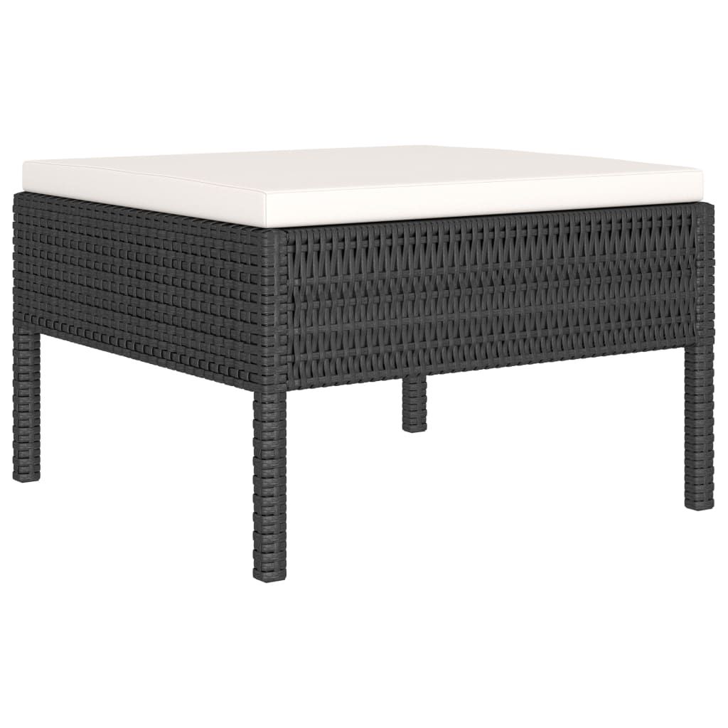 Set de muebles de jardín 10 pzas cojines ratán sintético negro
