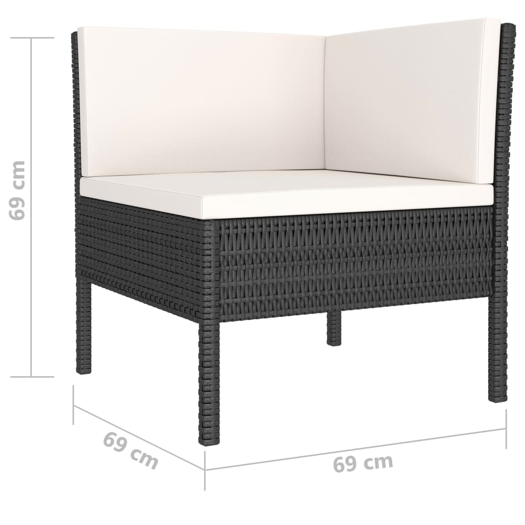 Set de muebles de jardín 10 pzas cojines ratán sintético negro