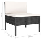 Set de muebles de jardín 10 pzas cojines ratán sintético negro