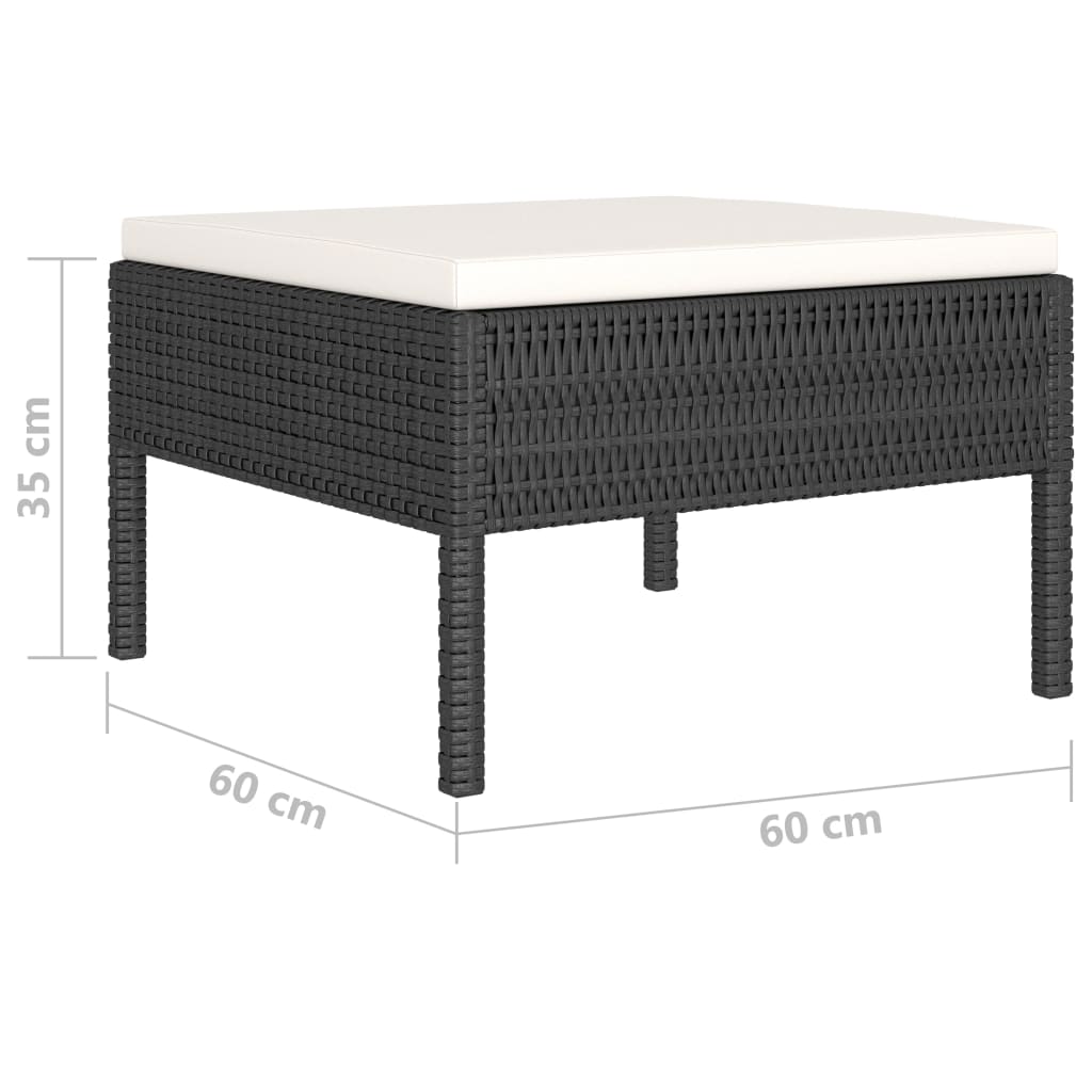 Set de muebles de jardín 10 pzas cojines ratán sintético negro