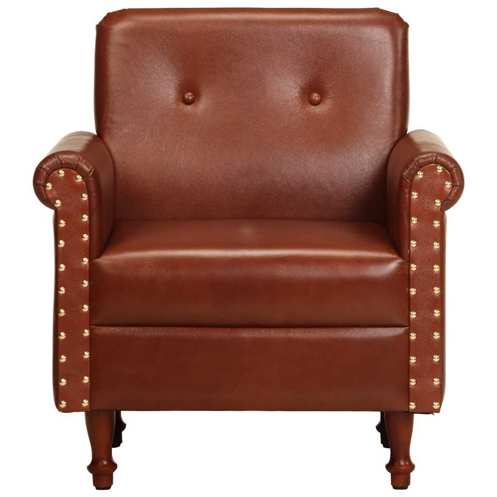 Sillón butaca de cuero auténtico marrón