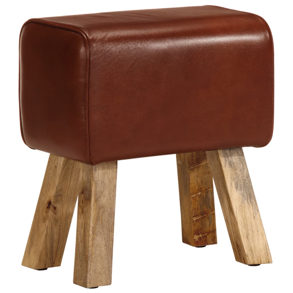 Banco potro Bok madera de mango y cuero marrón 110 cm