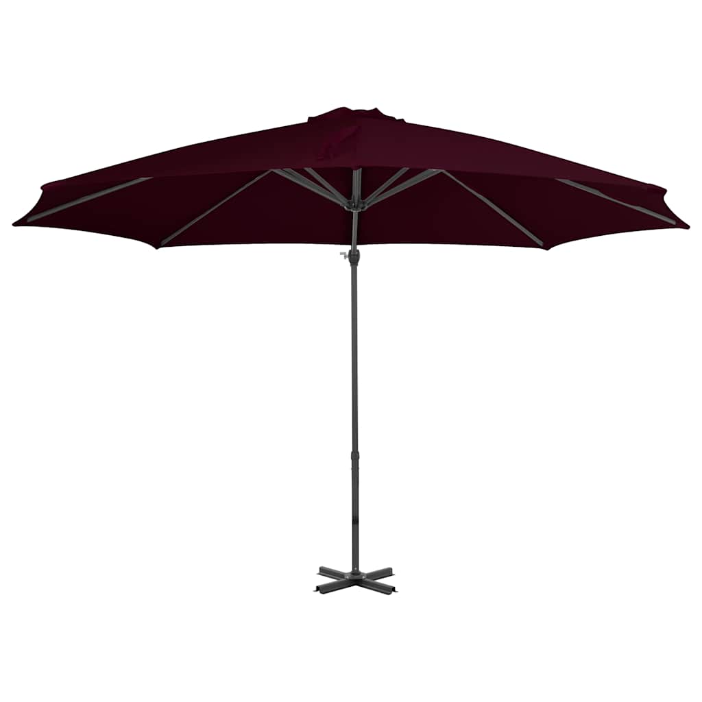 Sombrilla de jardín voladiza con palo de aluminio rojo 300 cm