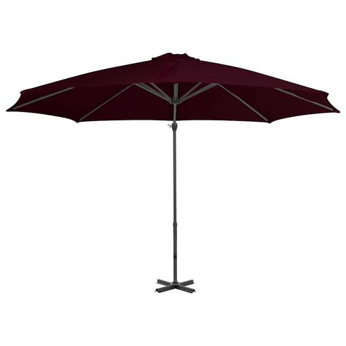 Sombrilla de jardín voladiza con palo de aluminio rojo 300 cm