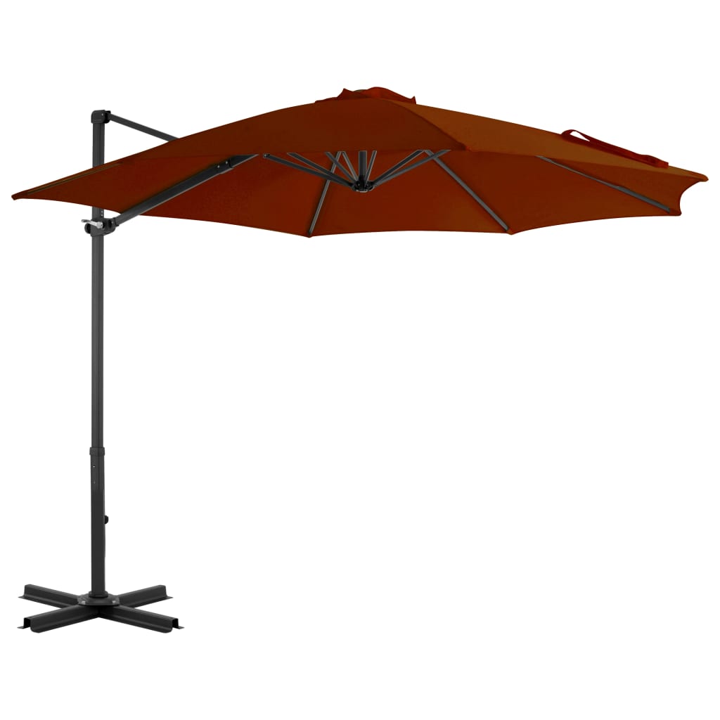 Sombrilla de jardín voladiza con palo de aluminio rojo 300 cm