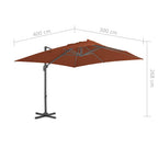 Sombrilla de jardín voladiza con poste de aluminio color terracota 400x300 cm