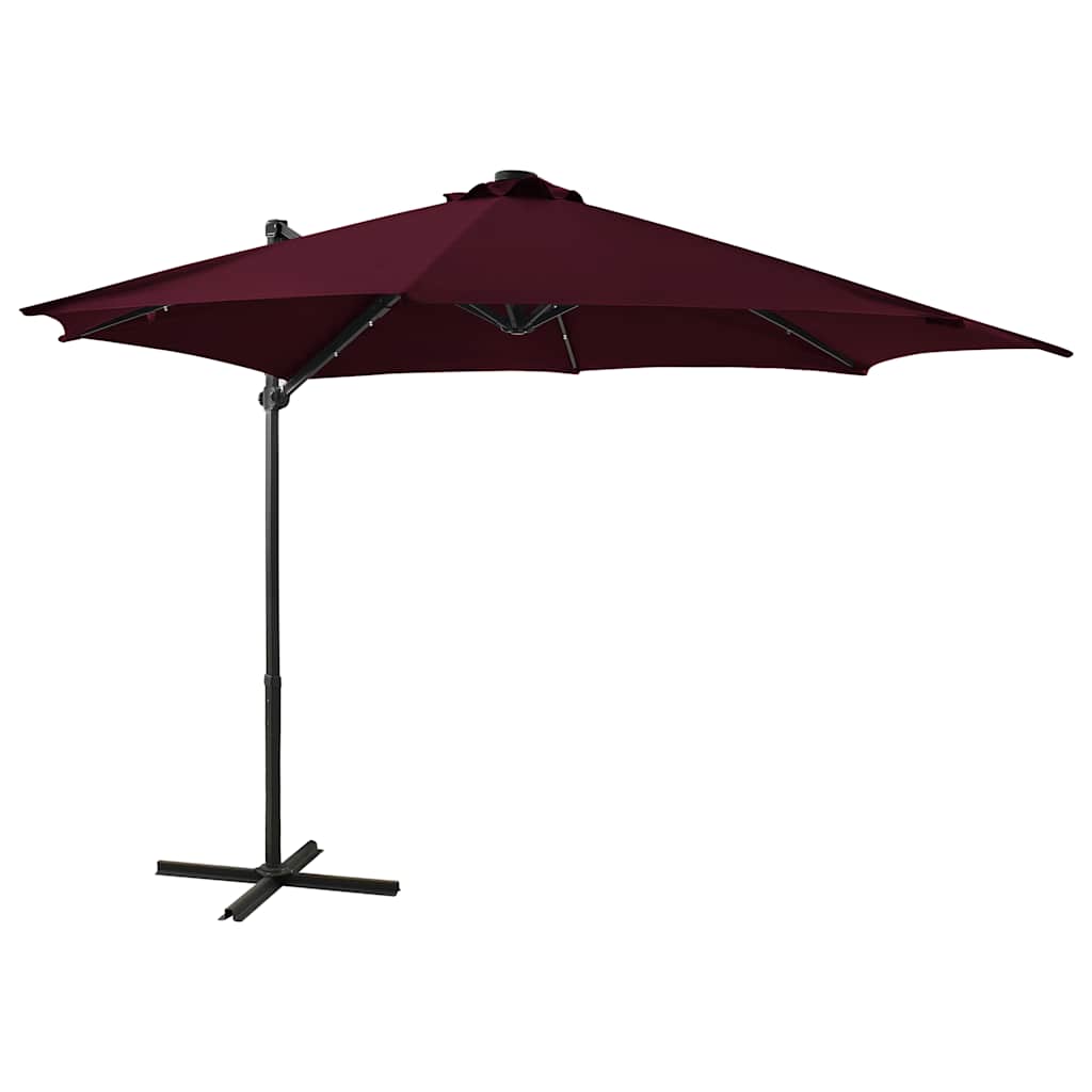 Sombrilla de jardín voladiza con palo de aluminio rojo 300 cm