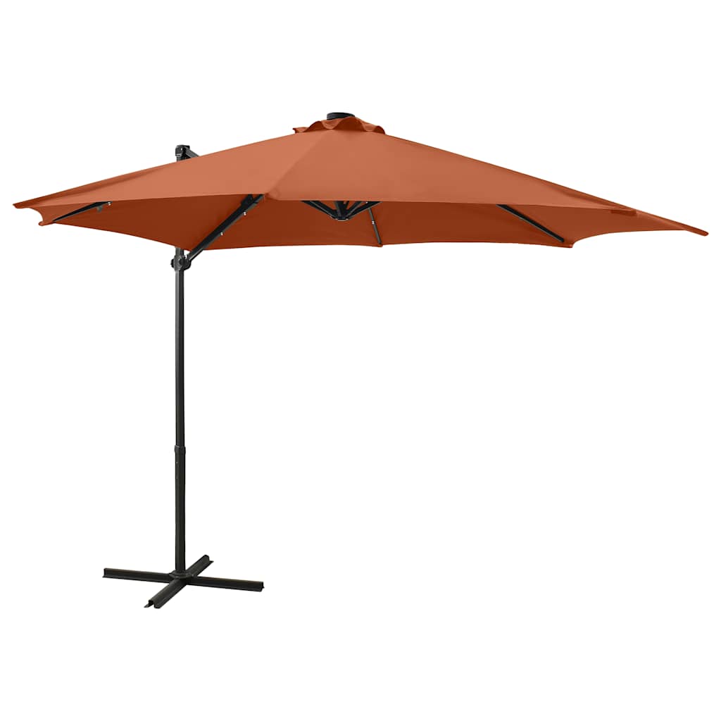 Sombrilla de jardín voladiza con palo de aluminio rojo 300 cm