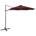 Sombrilla de jardín voladiza con palo de aluminio rojo 300 cm
