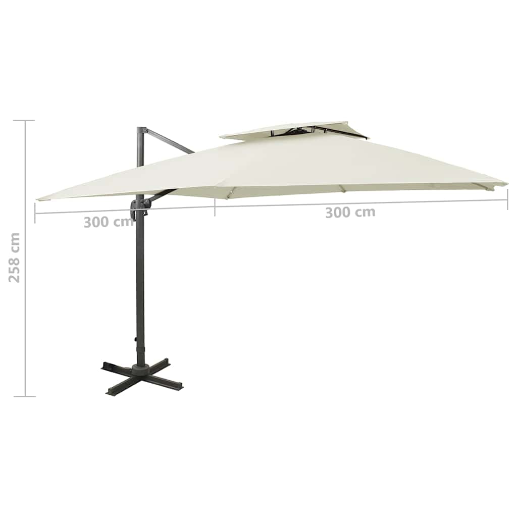 Sombrilla de jardín voladiza con doble techo 300x300 cm Arena