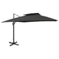 Cantilever garden umbrella with double top black 300x300 cm