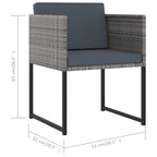 Set de comedor para jardín 11 pzas cojines ratán sintético gris