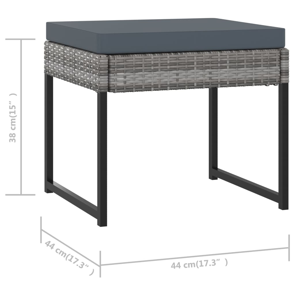 Set de comedor para jardín 11 pzas cojines ratán sintético gris