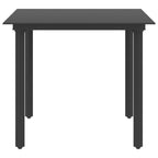 Mesa de comedor de jardín acero y vidrio negro 80x80x74 cm