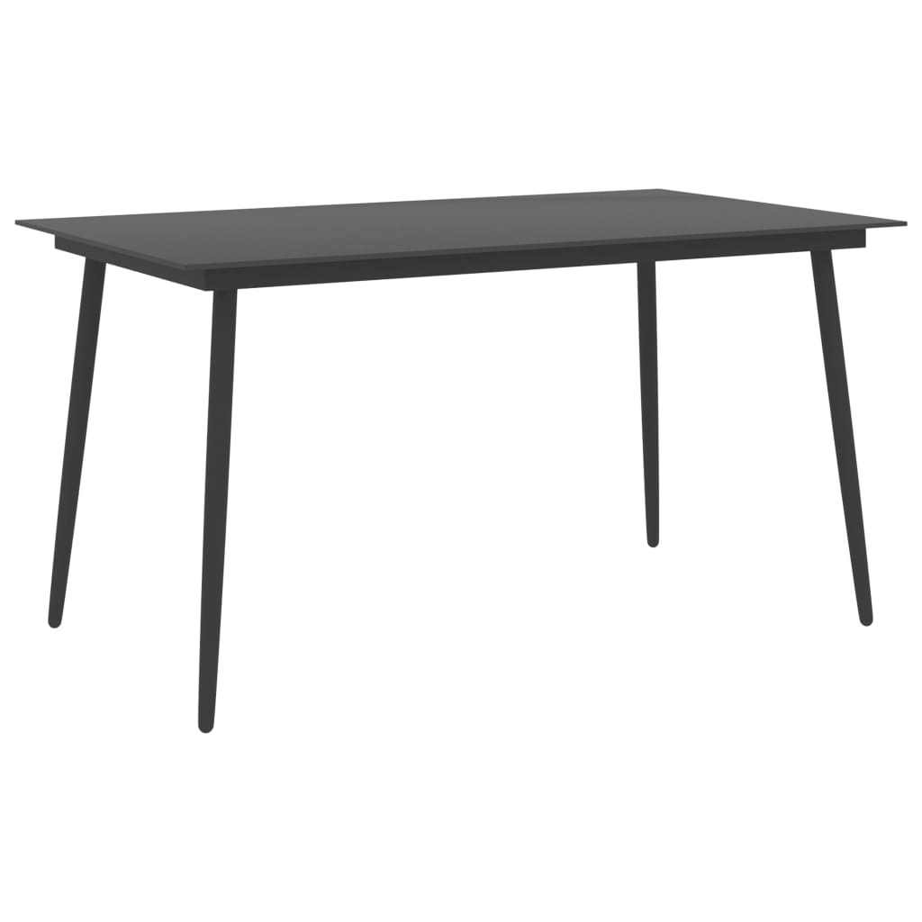 Mesa de comedor de jardín acero y vidrio negro 80x80x74 cm