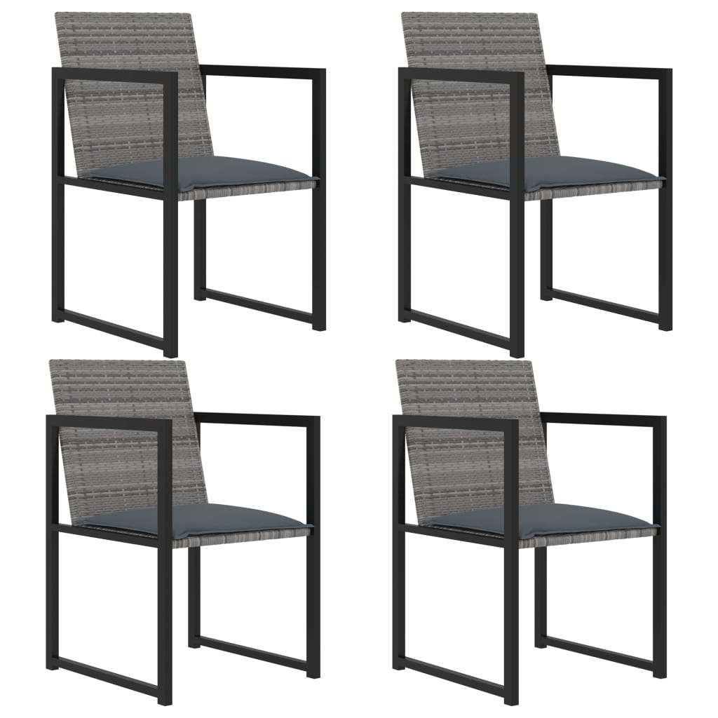 Set de comedor de jardín 5 pzas y cojines ratán sintético gris
