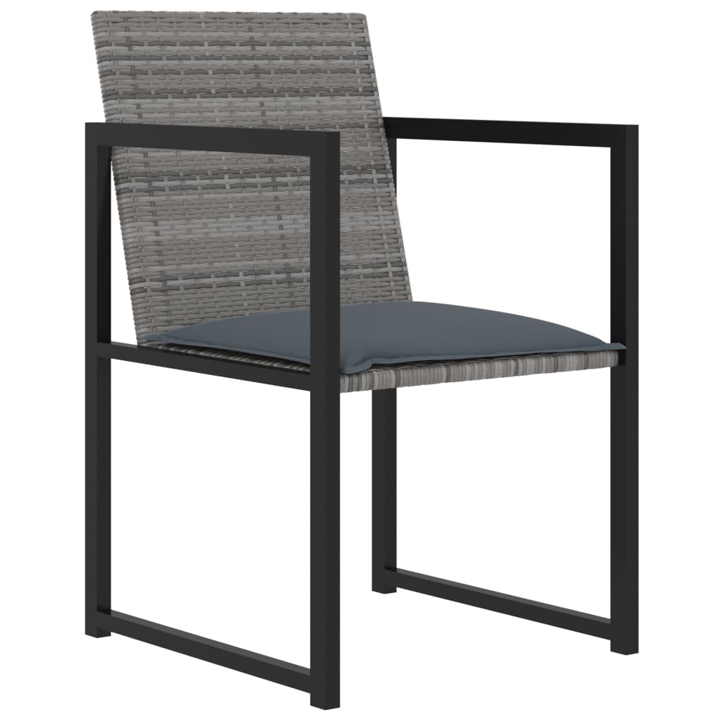 Set de comedor de jardín 5 pzas y cojines ratán sintético gris