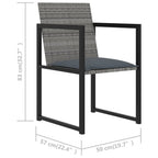 Set de comedor de jardín 5 pzas y cojines ratán sintético gris