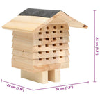 Hotel para abejas de madera maciza de abeto 22x20x20 cm