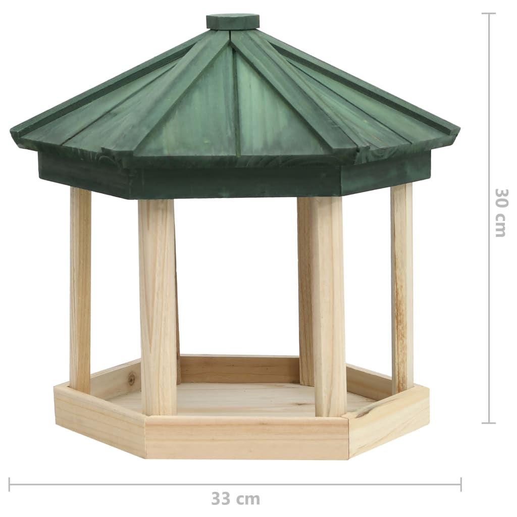 Comedero para pájaros octogonal madera maciza de abeto 33x30 cm
