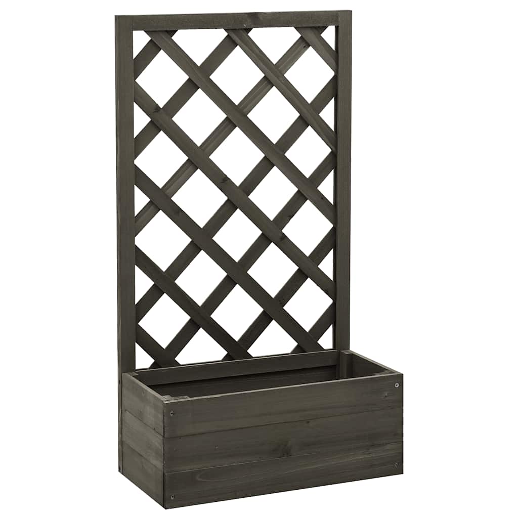 Jardinera enrejada de jardín madera abeto gris 50x25x90 cm
