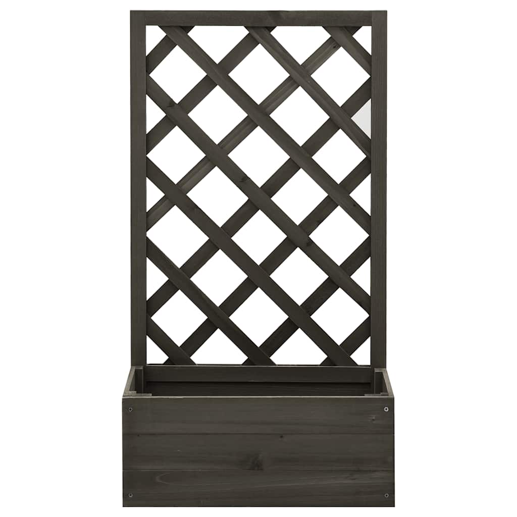 Jardinera enrejada de jardín madera abeto gris 50x25x90 cm