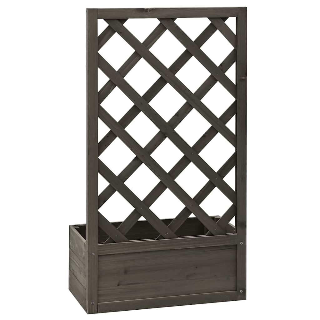 Jardinera enrejada de jardín madera abeto gris 50x25x90 cm
