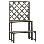 Soporte de plantas y enrejado abeto macizo gris 70x42x120 cm