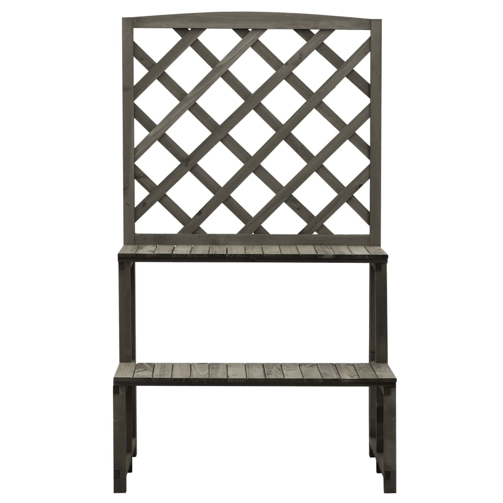 Soporte de plantas y enrejado abeto macizo gris 70x42x120 cm