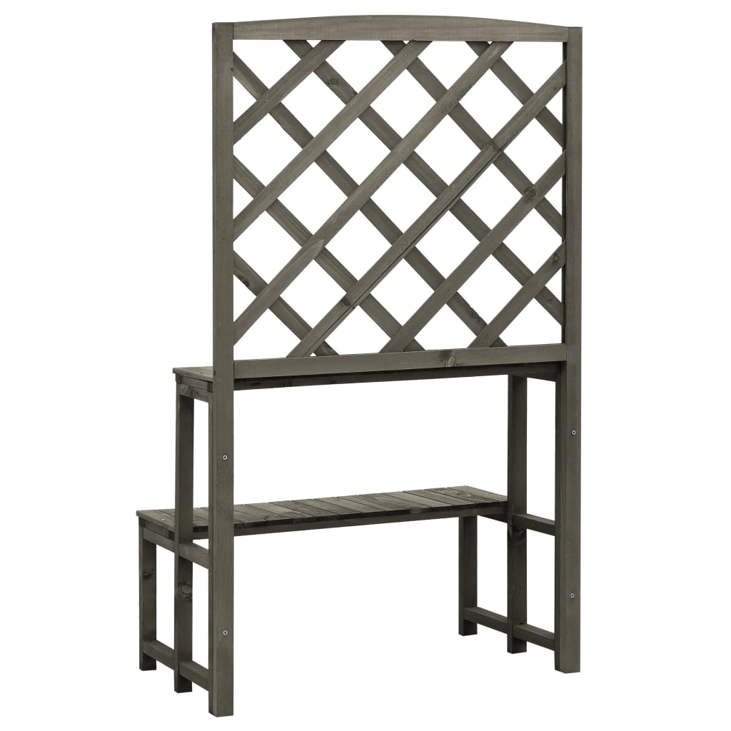 Soporte de plantas y enrejado abeto macizo gris 70x42x120 cm