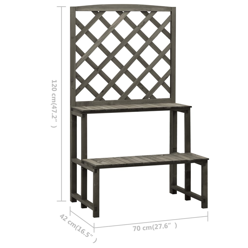 Soporte de plantas y enrejado abeto macizo gris 70x42x120 cm