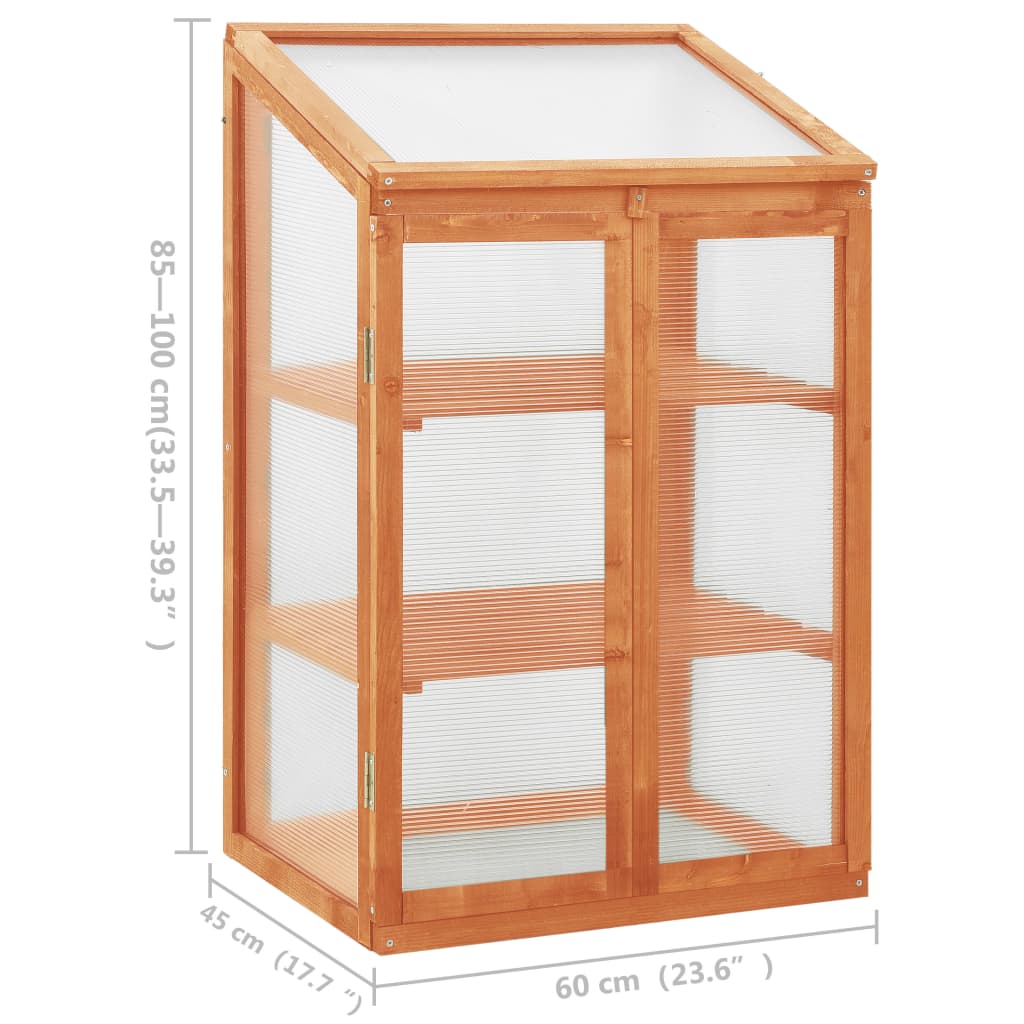 Invernadero de madera de abeto 60x45x100 cm