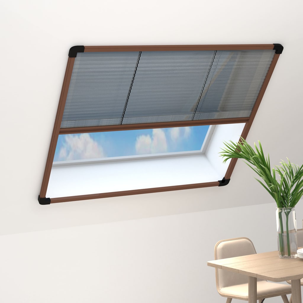 Anthracite gray pleated aluminum window screen 60x80cm