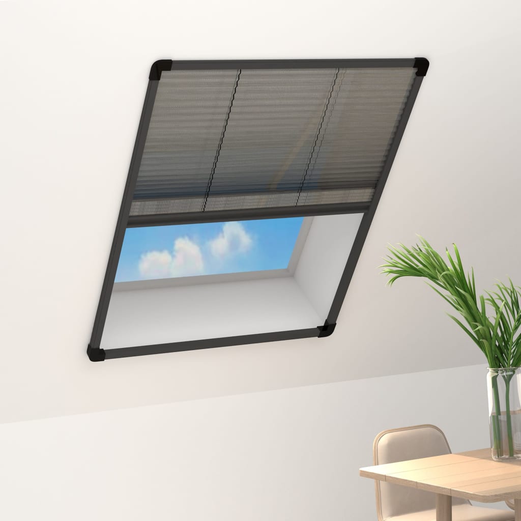 Anthracite gray pleated aluminum window screen 60x80cm