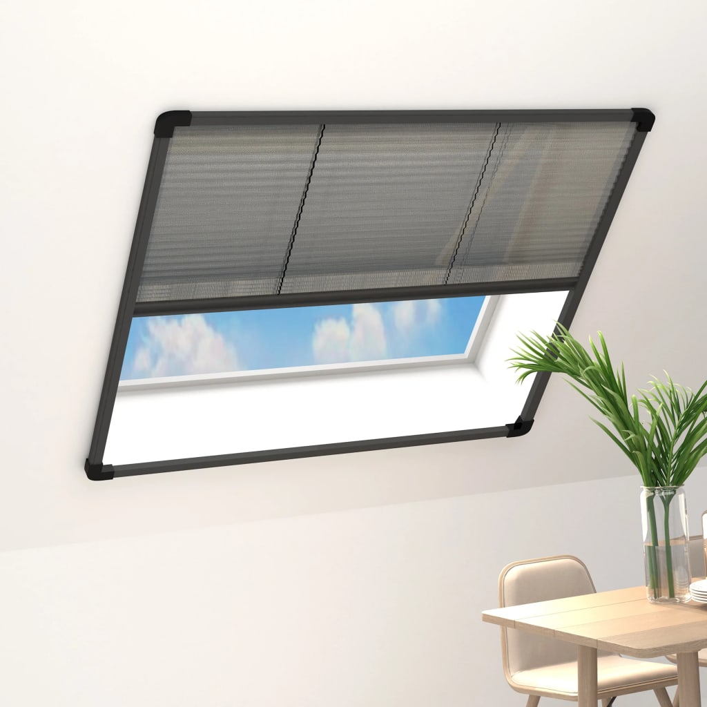 Anthracite gray pleated aluminum window screen 60x80cm