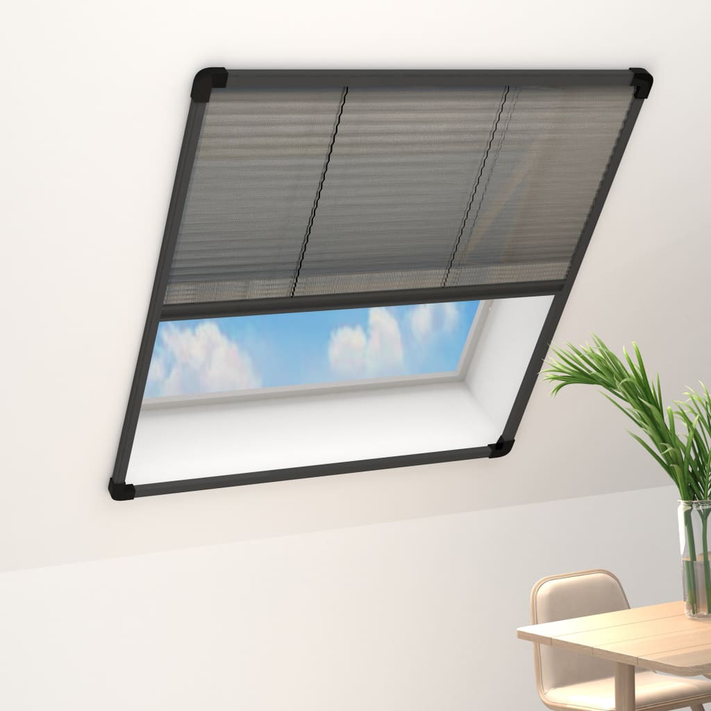 Anthracite gray pleated aluminum window screen 60x80cm
