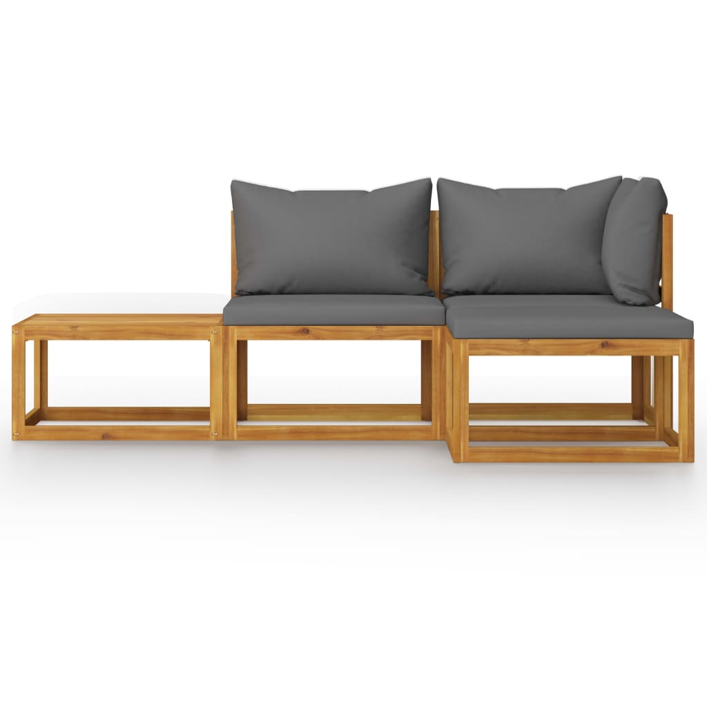 Muebles de jardín 4 pzas cojines crema madera maciza de acacia