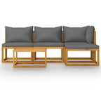 Juego de muebles jardín 5 pzas con cojines madera maciza acacia