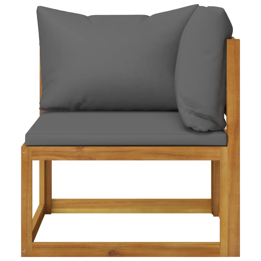 Juego de muebles jardín 5 pzas con cojines madera maciza acacia