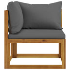 Juego de muebles jardín 5 pzas con cojines madera maciza acacia