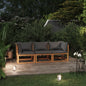 3-seater garden sofa with acacia wood and rope cushion