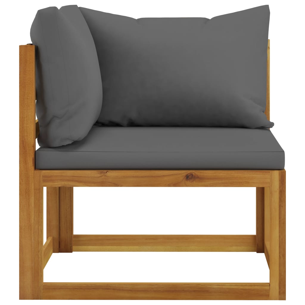 Juego de muebles jardín 5 pzas con cojines madera maciza acacia