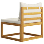 Sofá jardín 3 plazas con cojín madera maciza acacia color crema